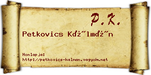 Petkovics Kálmán névjegykártya